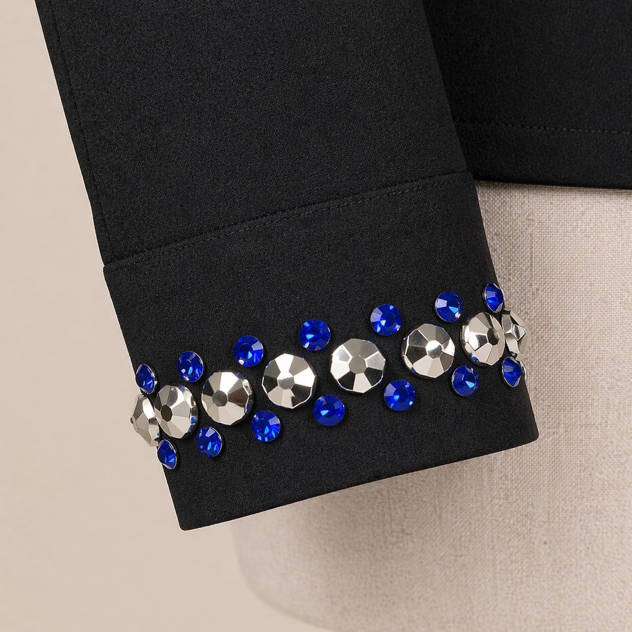 Women’s Western Show Shirt Black – Equestrian Riding Shirt with Crystal Collar & Cuff Design