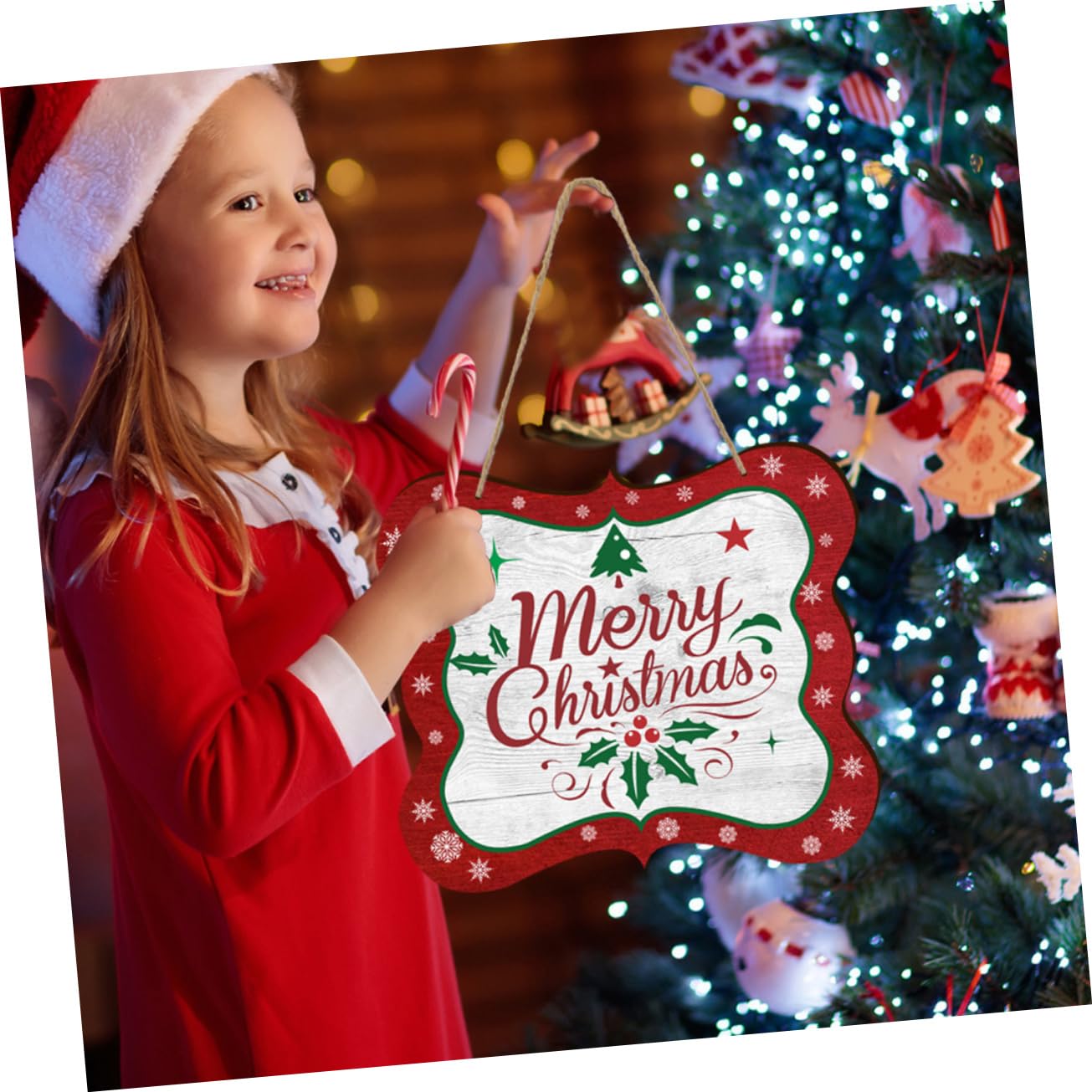 Zerodeko 4 Juegos Letrero De Puerta Colgante Guirnalda Exterior Árbol Decoraciones Pre Navidad Inflable Copla Frente Hogar Decoración Ornamento Home Decoracion De Madera Rojo
