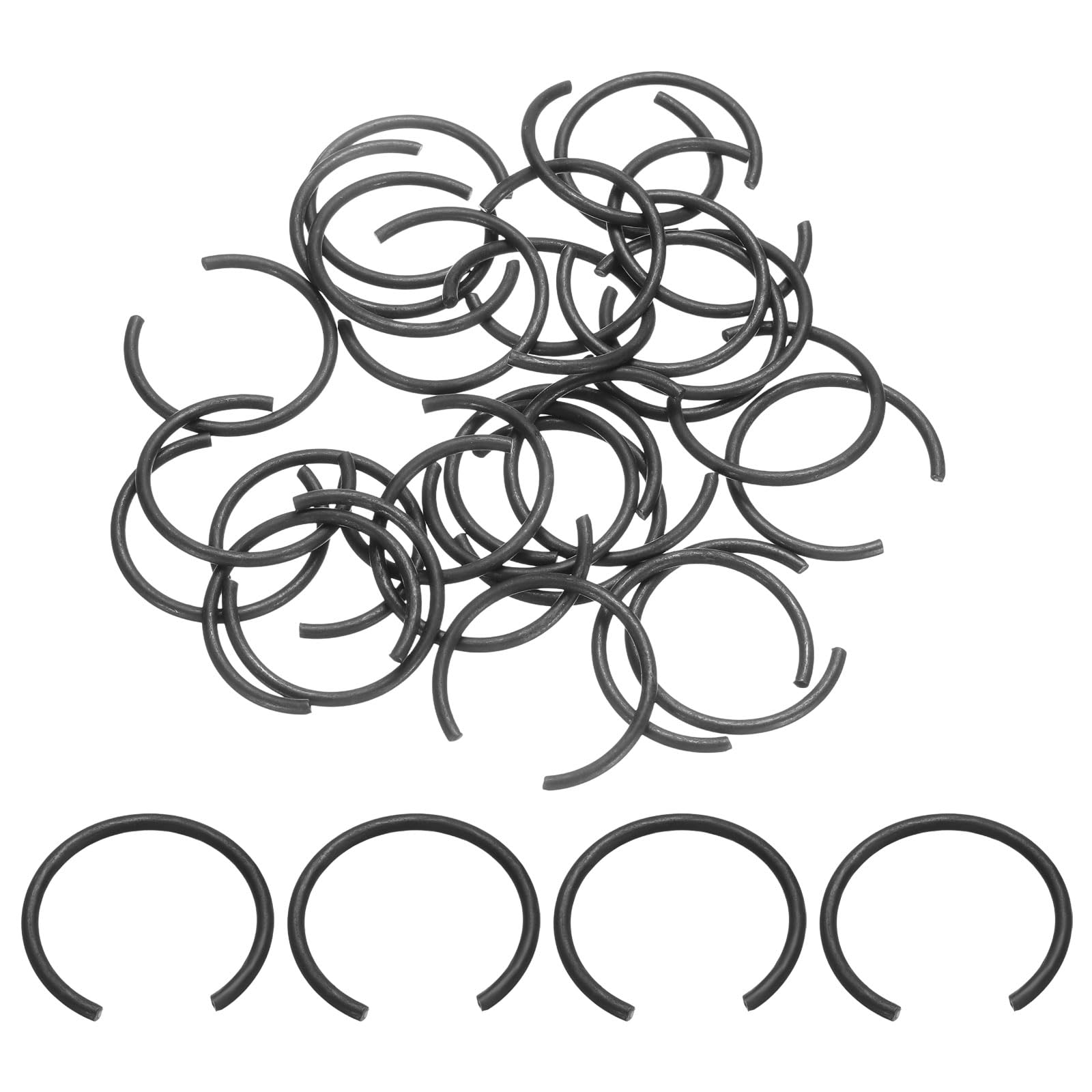 sourcing map 40Pcs Round Wire C-Clips, 70Mn Carbon Structural Steel Internal Snap Rings, Retaining Rings Round Wire Snap Rings for 25mm Hole, Black