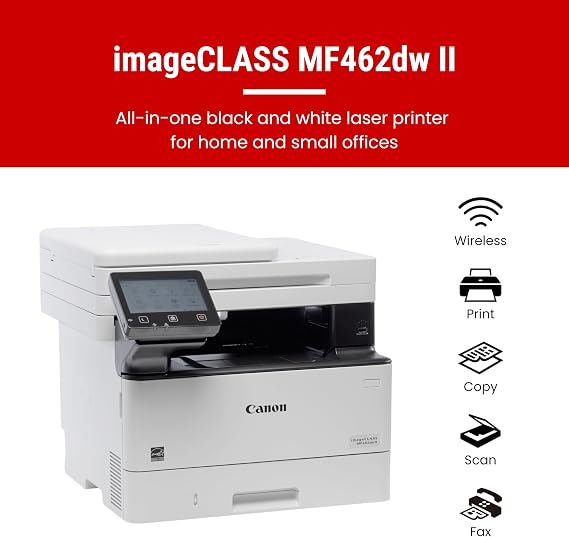 Canon imageCLASS MF462dw II - Monochrome Wireless Duplex Laser Printer with Print, Copy, Scan, Fax, Expandable Paper Capacity, 37 PPM