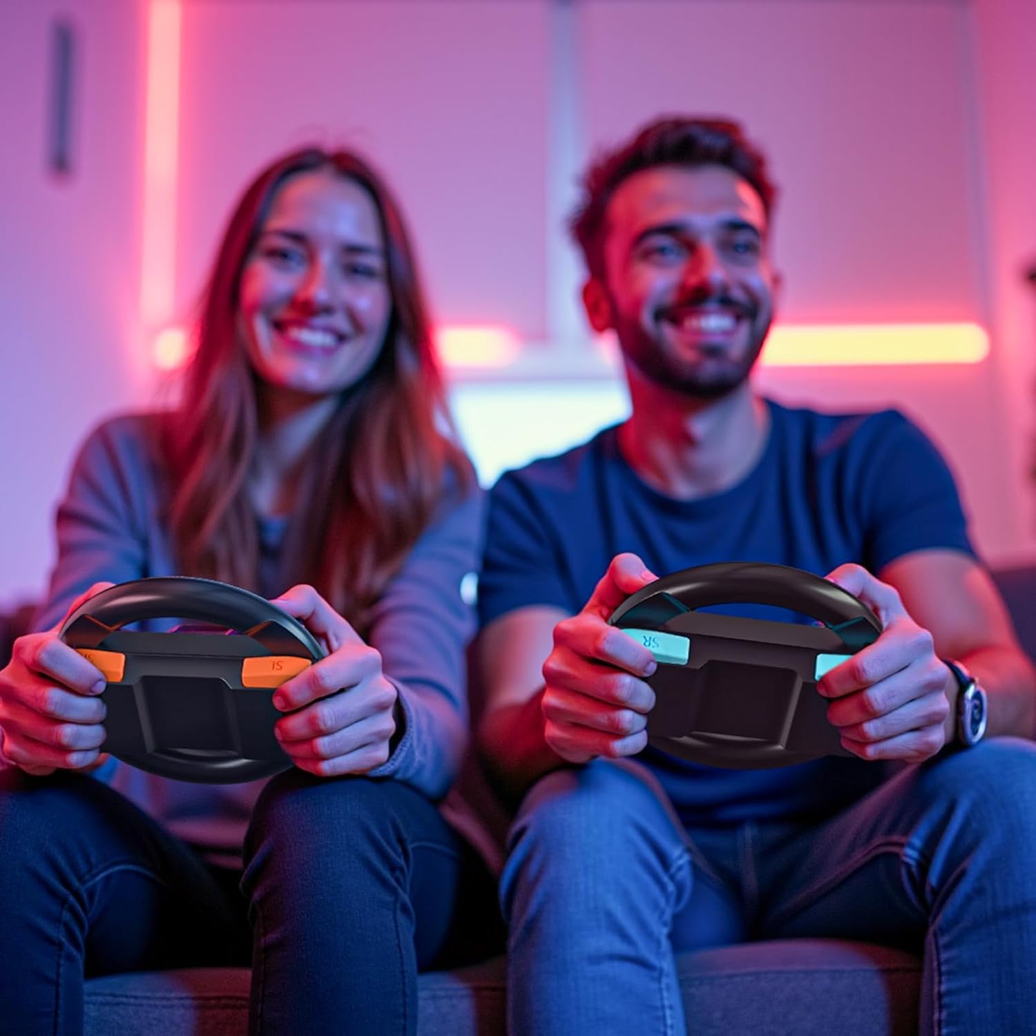 Switch 2 Steering Wheel – Family-Friendly Joy-Cons Controller Grip – Kid-Safe Switch 2 Racing Wheel – Fun Game Accessories for Mario Kart – Black [2-Pack] - Image 2