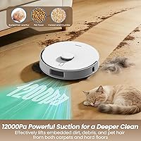 Vista 3 de AIRROBO Robot aspirador y trapeador T30+, vaciado automático de 75 días, succión de 12,000 Pa, evita obstáculos inteligente activo, cepillo sin