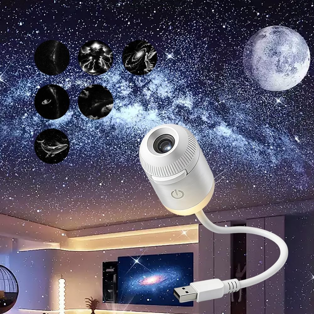 Aukojoy Galaxy Star Projector Night,Light Nebula Ceiling, LED Lamp Ceiling Light, 360° Rotating Starry Sky Ambient Lamp,HD Milky Way Mood Lighting for Bedroom Car,Nebula Ceiling Decor Gift