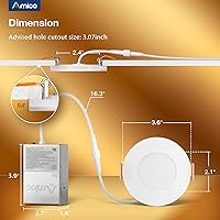 Vista 5 de Amico paquete de 12 luces de techo empotrables de 3 pulgadas, 5 CCT, con luz nocturna, 2700K/3000K/3500K/4000K/5000K seleccionables, iluminación