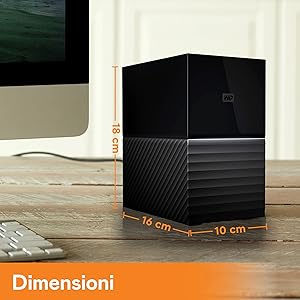 WD 44TB My Book Duo HDD per desktop USB 3.1 Gen 1 con software per gestione di dispositivi, backup e protezione tramite password cavi USB-C e USB-A RAID 0/1, JBOD