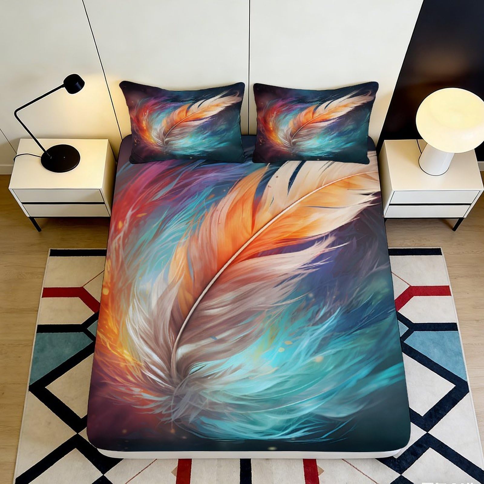 3D Printed Autumn Forest Fitted Sheet Microfiber Non-Slip Deep Pocket Leaves Mattress Fitted Cover Washable 90x200x25cm