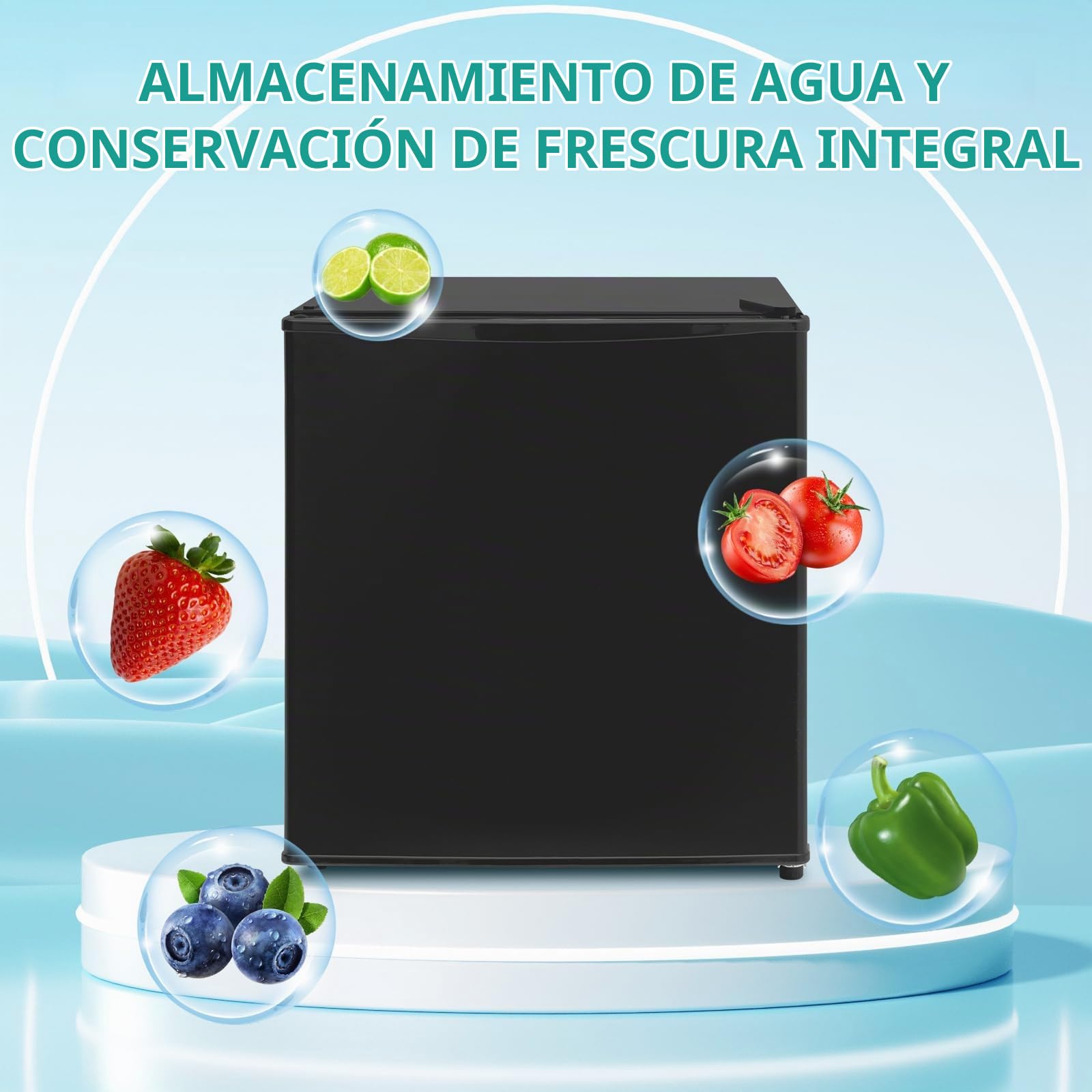 SMETA Mini frigorífico de 45 L, pequeño refrigerador silencioso, 39 dB, refrigerador de bebidas, 6 niveles, termostato 0-10 °C, minibar con tope de puerta intercambiable para casa, oficina, camping