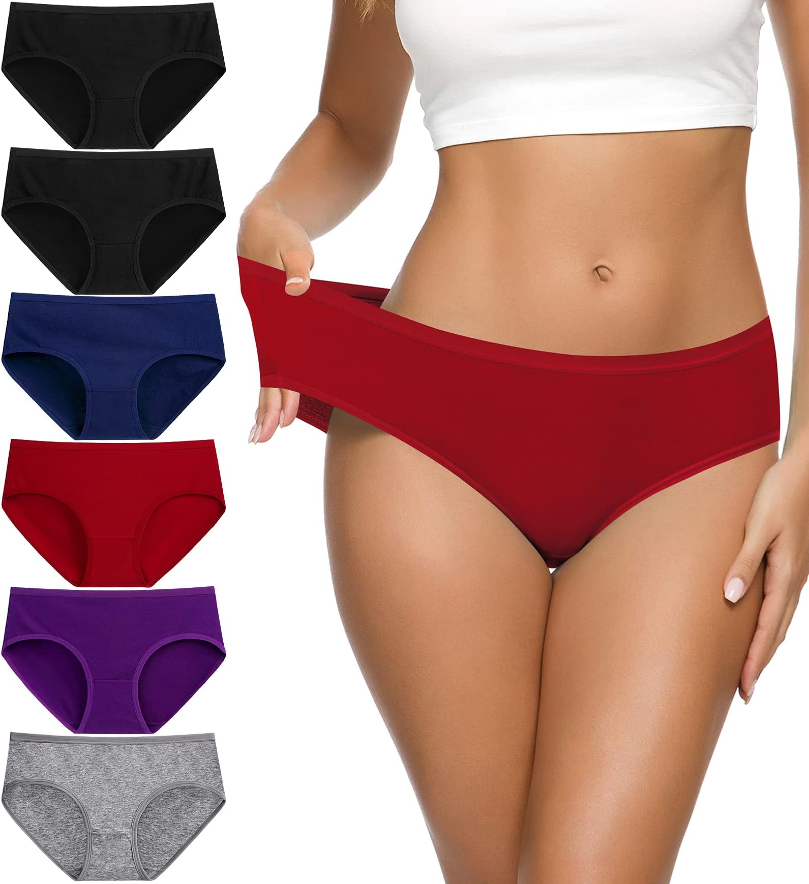 Women's Cotton Bikini Panties,High-Cut Full Coverage Stretch Cool Underwear for Women