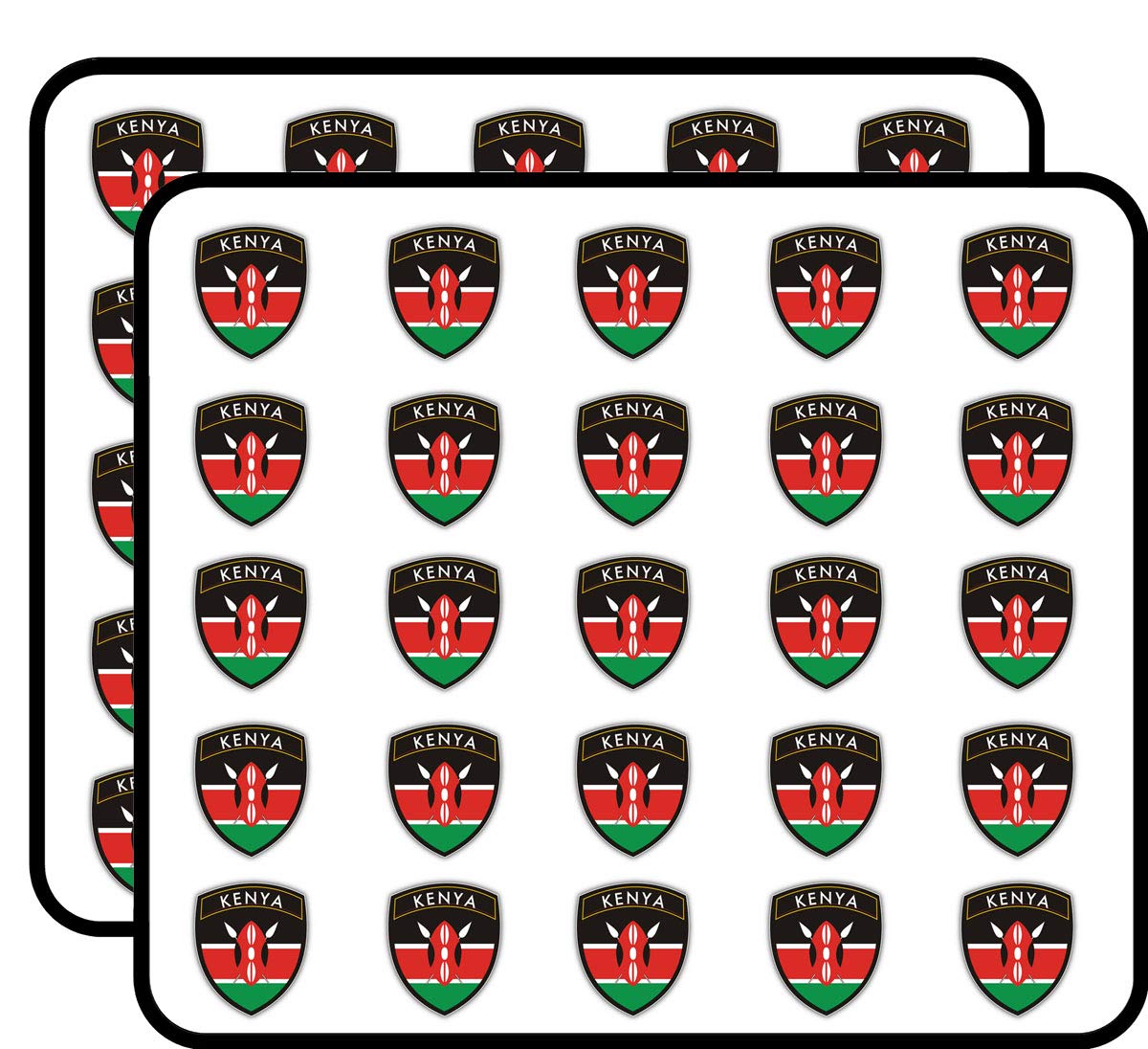 Kenya Flag Shield Decorative Scrapbooking Sticker Waterproof Vinyl Stickers for Water Bottle, Laptop & Phone Case – 50 Pack