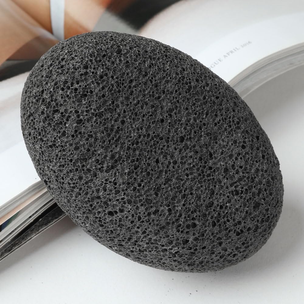 Natural Foot Pumice Stone for Feet, Borogo 4-Pack Lava Pedicure Tools Hard Skin Callus Remover for Feet and Hands Black
