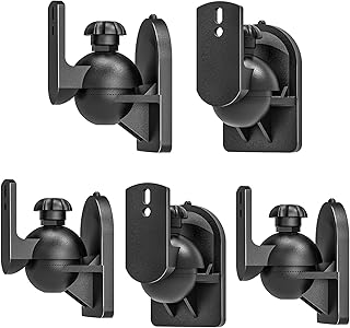 WALI Speaker Wall Mounts, Bookshelf Speaker Wall Mount Brackets, Surround Sound Speaker Mounts, Hold up to 7.7 lbs, (SWM602), 5 Pack, Black