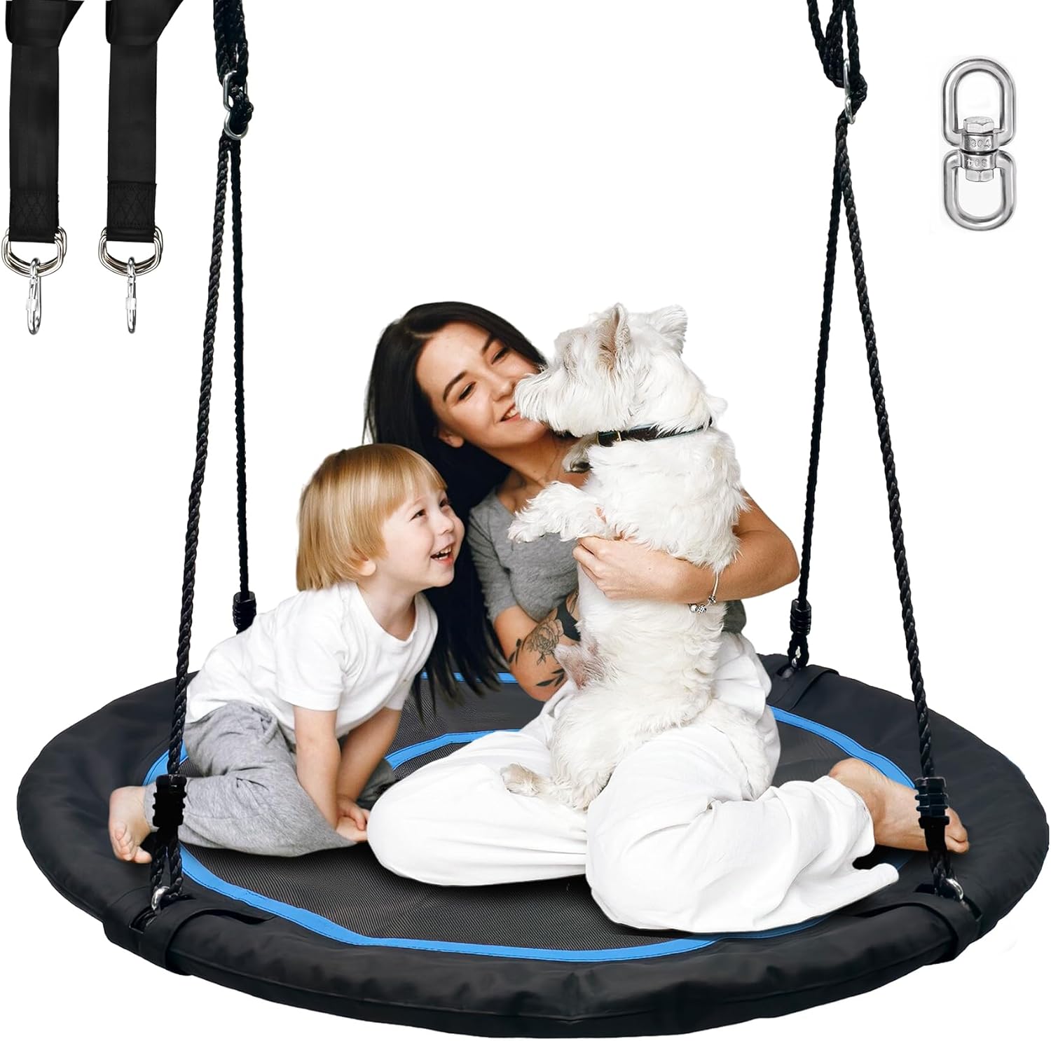 48 Inch Saucer Swing for Kids and Adults OutdoorFlying Tree Swing with Hanging Straps & 360° Swivel 900lbs Weight Capacity Durable Swing Seat for Children (48 Inch)