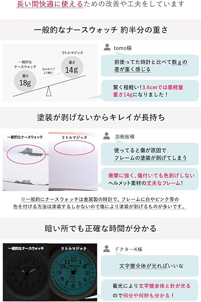 [リトルマジック]【公式】【大きく見やすい】【自分で電池交換可】 ナースウォッチ 懐中時計 時計 コロレ34ｍｍ(colore34GRGグレージュ) - 3