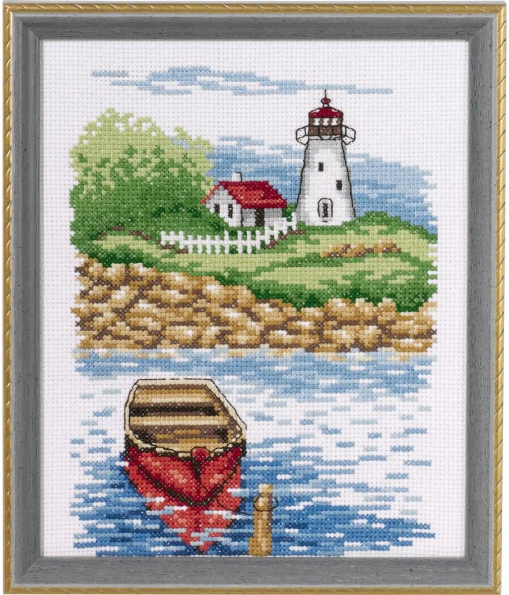 Permin Counted Cross Stitch kit Lighthouse & Skiff, 17x21cm, DIY, 92-9418
