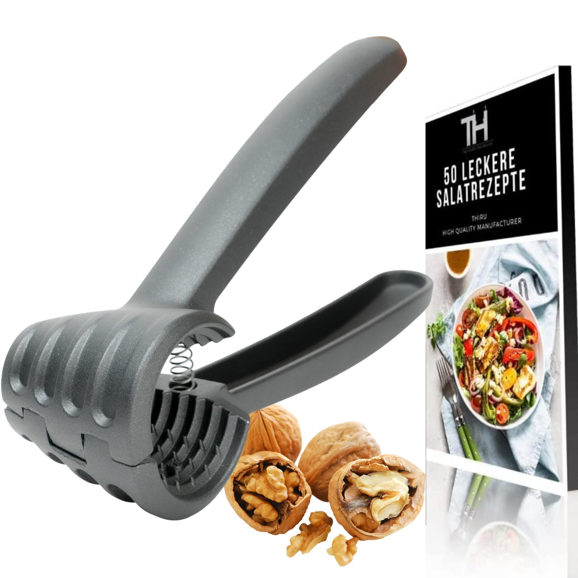 Thiru Charcoal Nutcracker – Ideal For Walnuts – Cracking Without Crushing Kernel – Walnut Cracker With E-Book With Recipes – Made In Germany (Basic Anthracite)