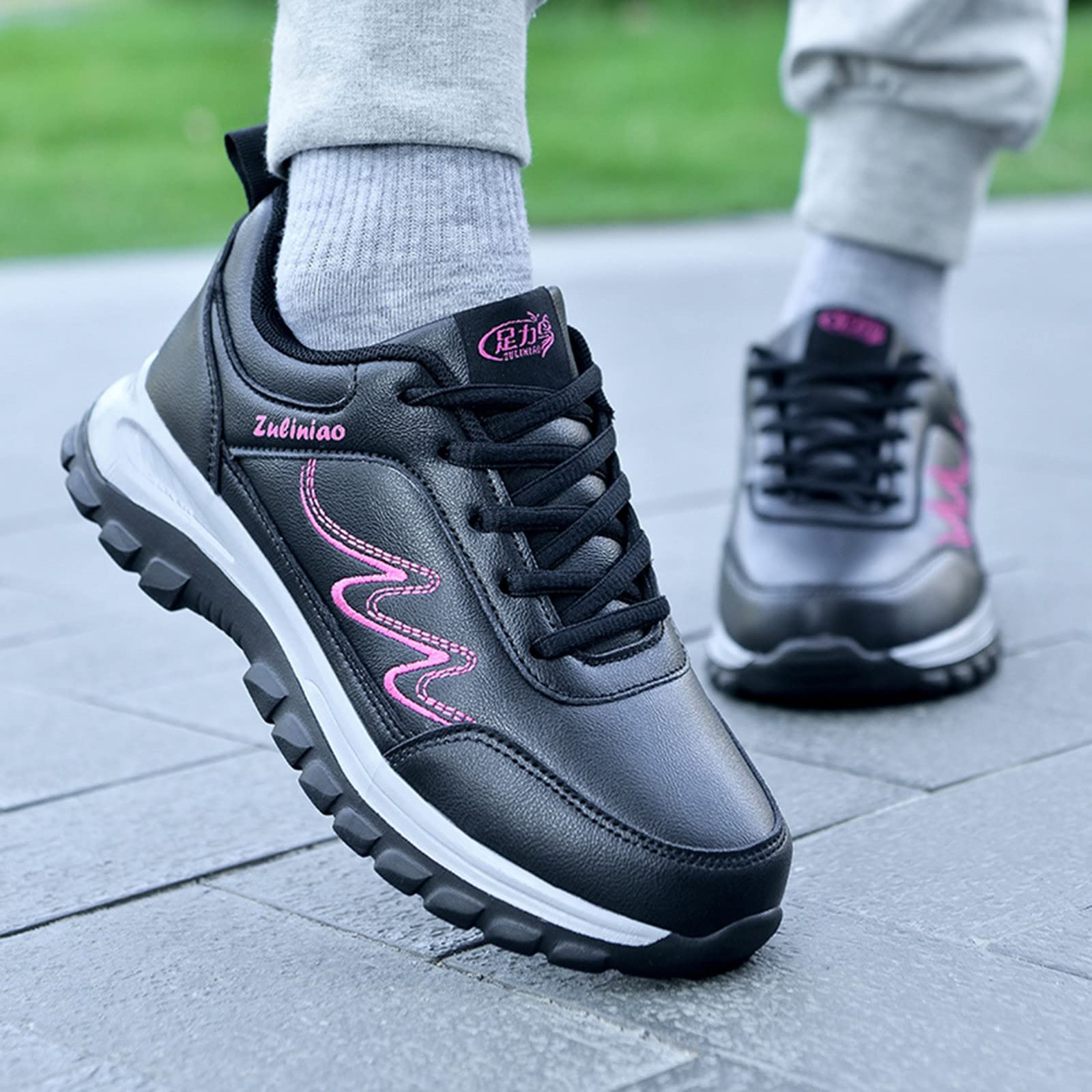 Scarpe Sportive da Donna Autunno Piatte Antiscivolo Impermeabili con Lacci Design Semplice con Struttura in Stile Casual (39)