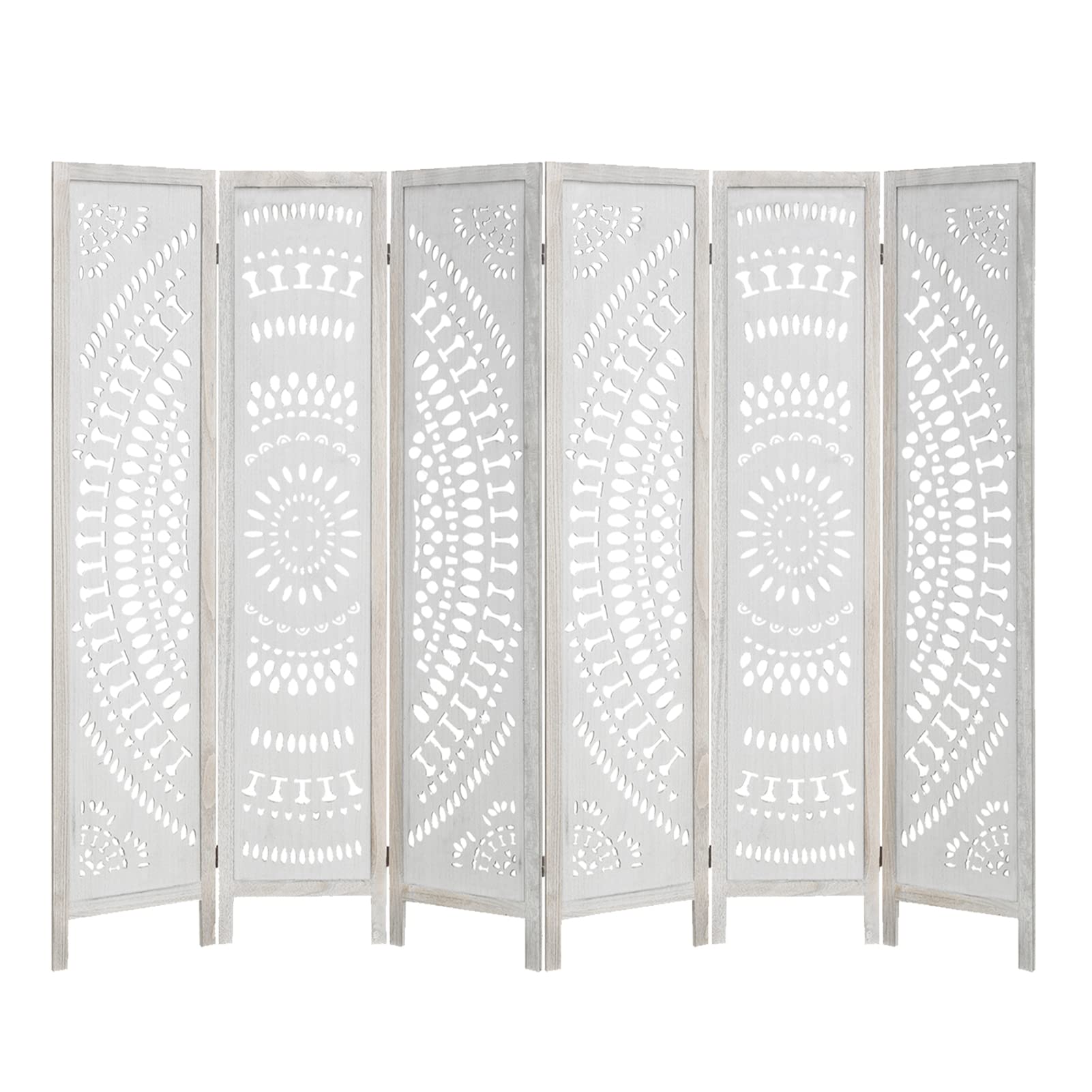 Buy 6 Panel Wood Room Dividers 5.6Ft Carved Room Dividers and Folding