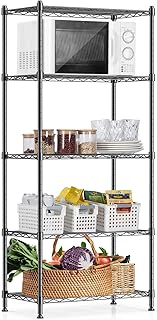 5 Tier Shelves for Storage Shelving Units and Storage Heavy Duty Metal Storage Shelf Wire Rack Shelving Adjustable Kitchen Shelf Garage Pantry Storage Racks and Shelving(23.2x13.4x59.1in)