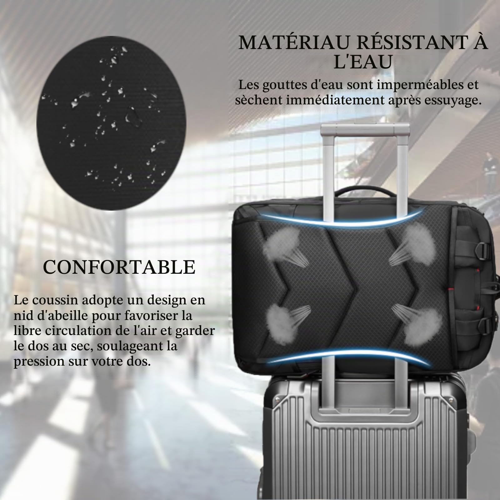 Sea choice Sac à Dos de Voyage pour homme et femme Sac à Dos pour Ordinateur Portable 15,6" et iPad 12,9" pour Weekender, Camping, Université, École, Quotidien