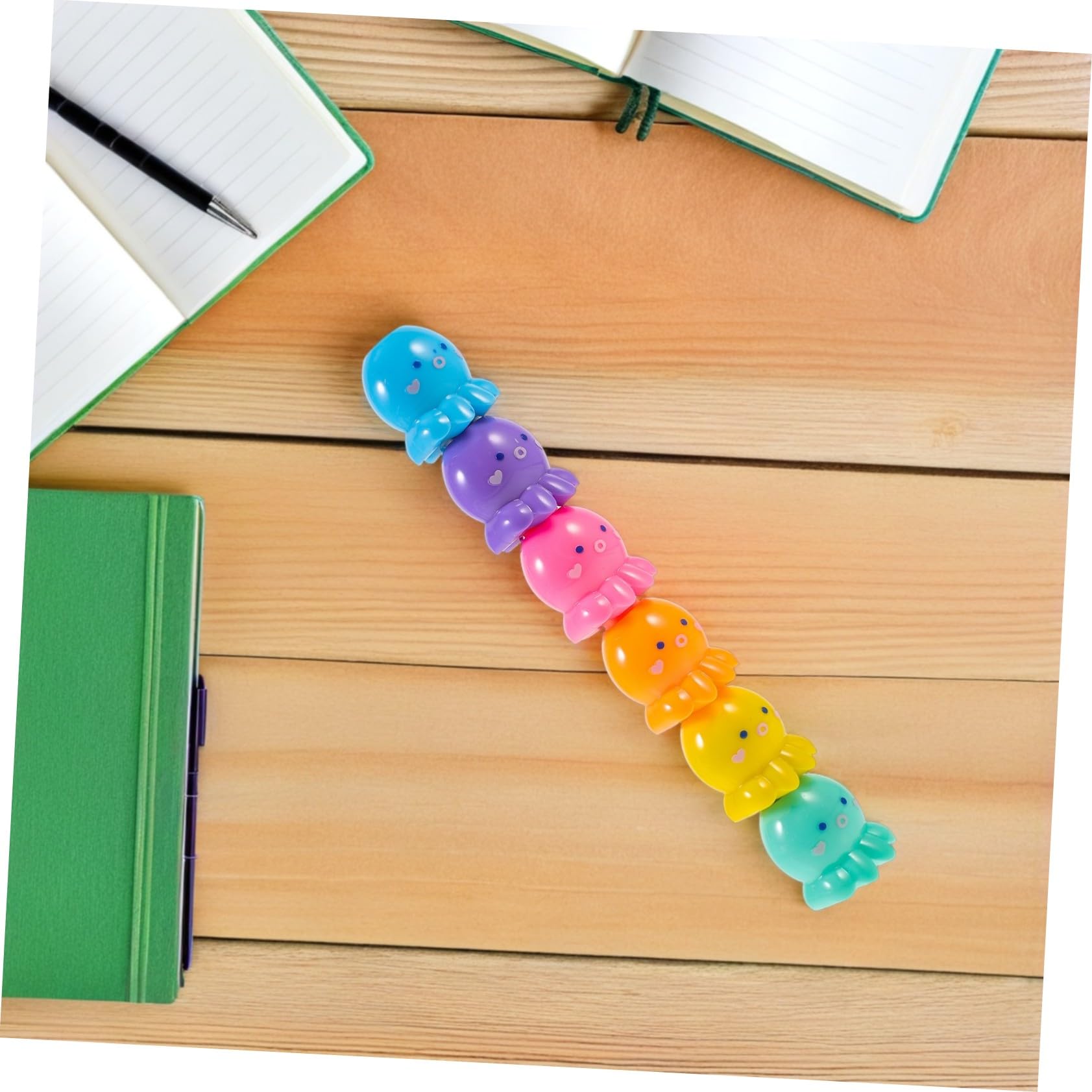 2 Set Mini Evidenziatori Polpo Colorati Fluorescenti Impilabili per Scuola Ufficio e Progetti Creativi Portatili e Regolabili