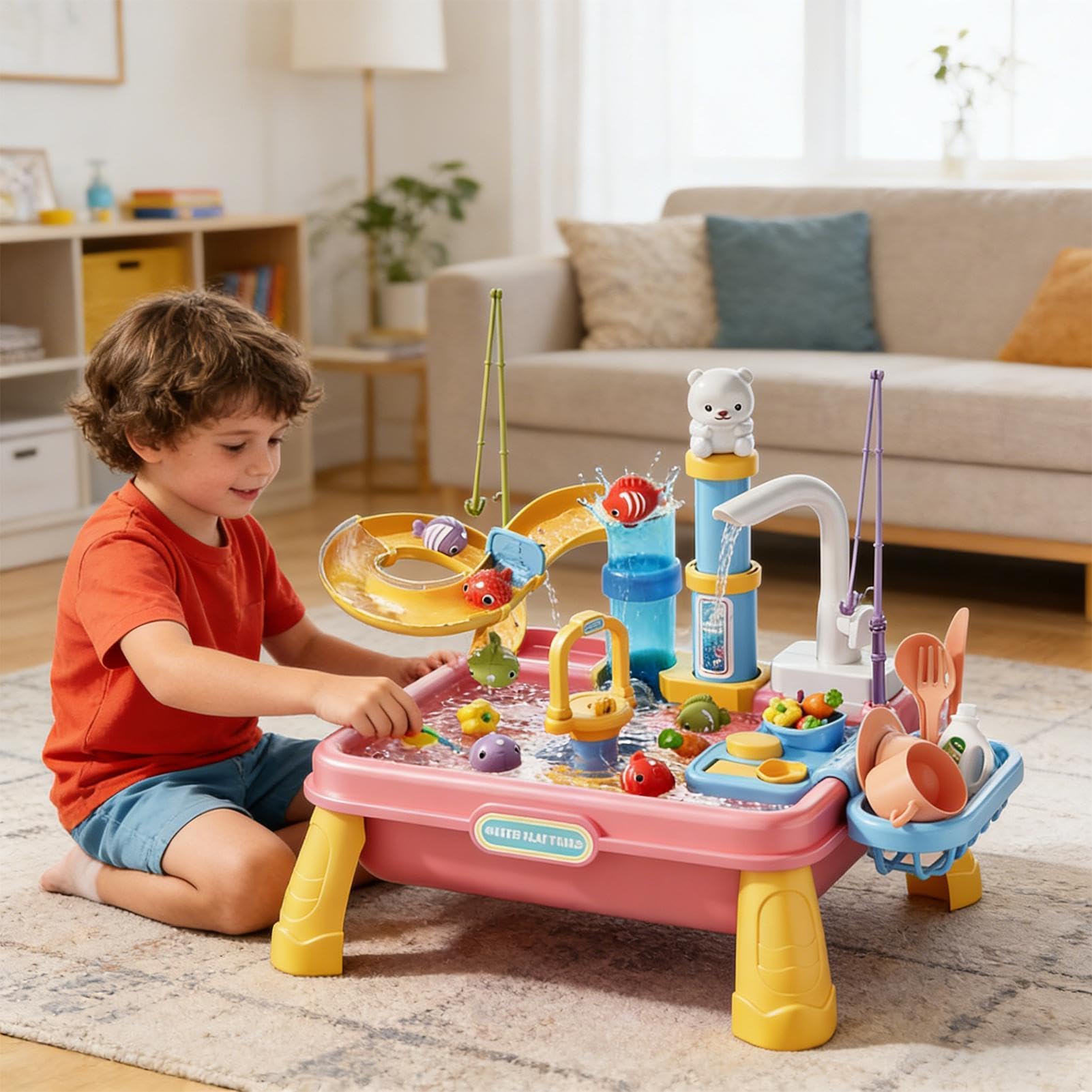 WEITING Mesa de Agua para niños Actividad sensorial en la Playa con Bomba
