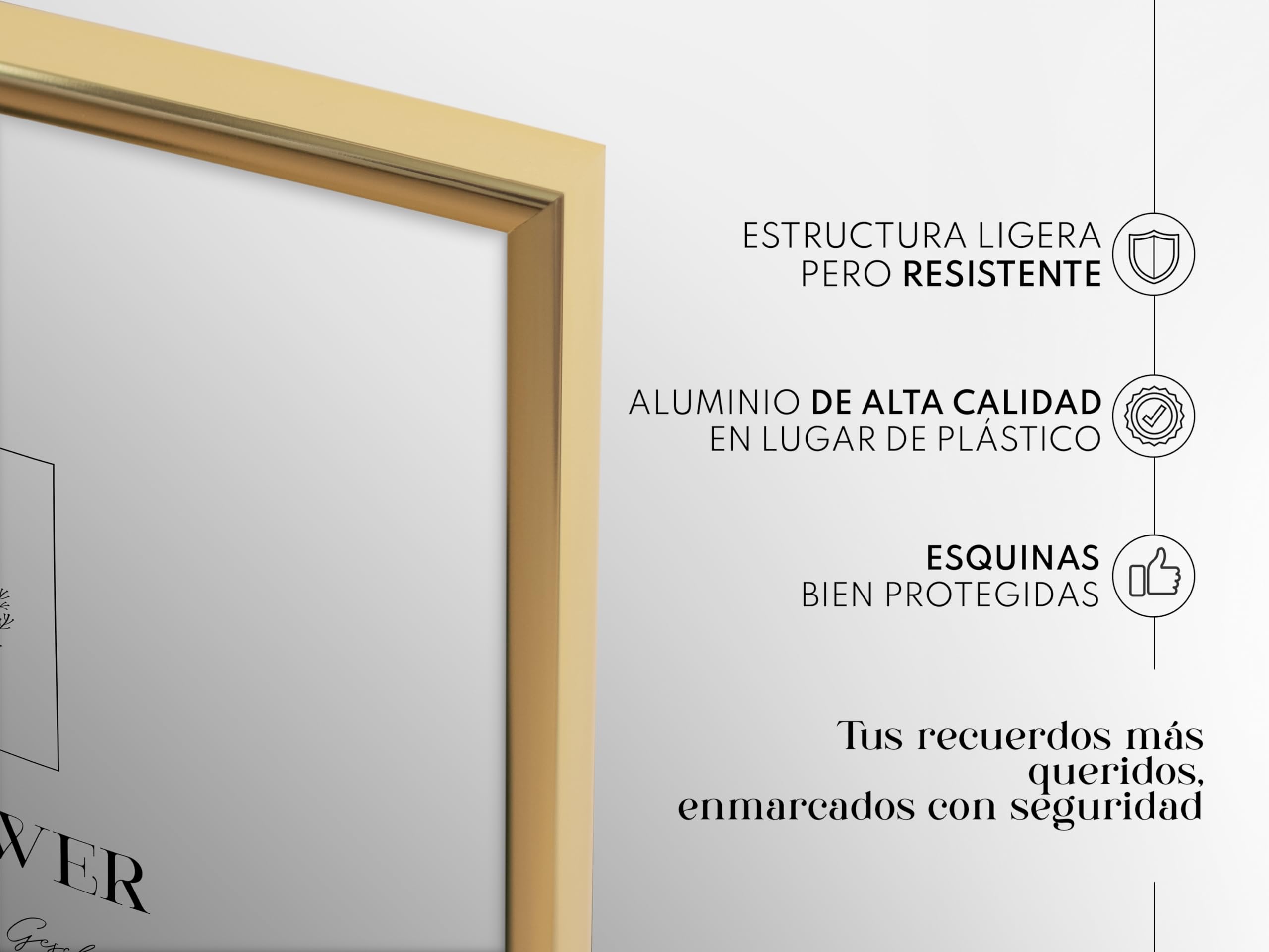 Marco De Fotos A3 Easy Loader - Dorado, Con Cristal Frontal, Para Pósters, Certificados O Fotos