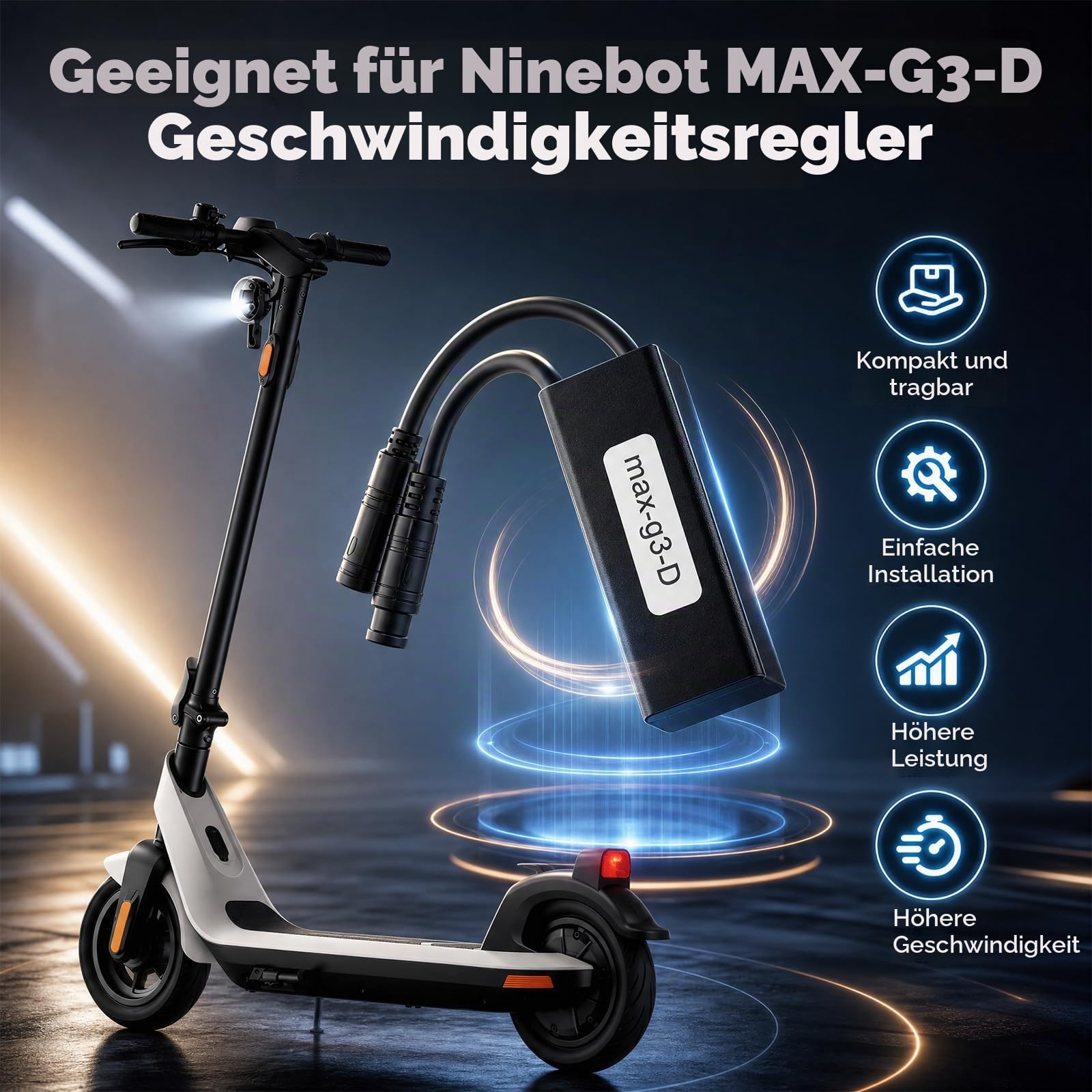 Tuning Chip, E-scooter Tuning Chip Unlock Cable für Segway Ninebot Max G3 D Elektro Scooter Upgrade Travd 40 km/h Benutzerdefiniertes Lastloses Geschwindigkeitsfreigabekabel Schnellumschalttaste
