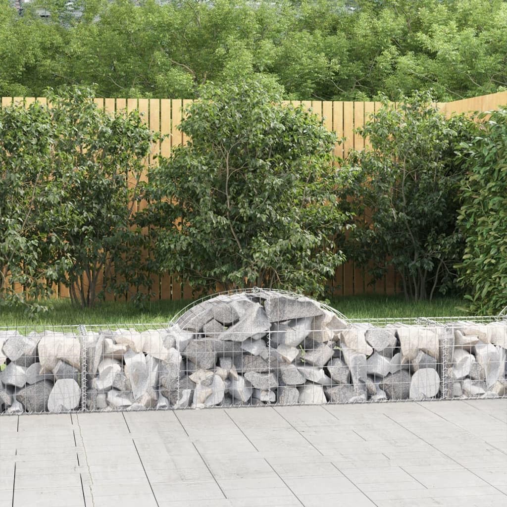 Gabione de arco alto 200 x 50 x 40/60 cm, hierro galvanizado, alambre de 3,5 mm, barrera de jardín, ideal para cama elevada y caja de plantación, construcción robusta