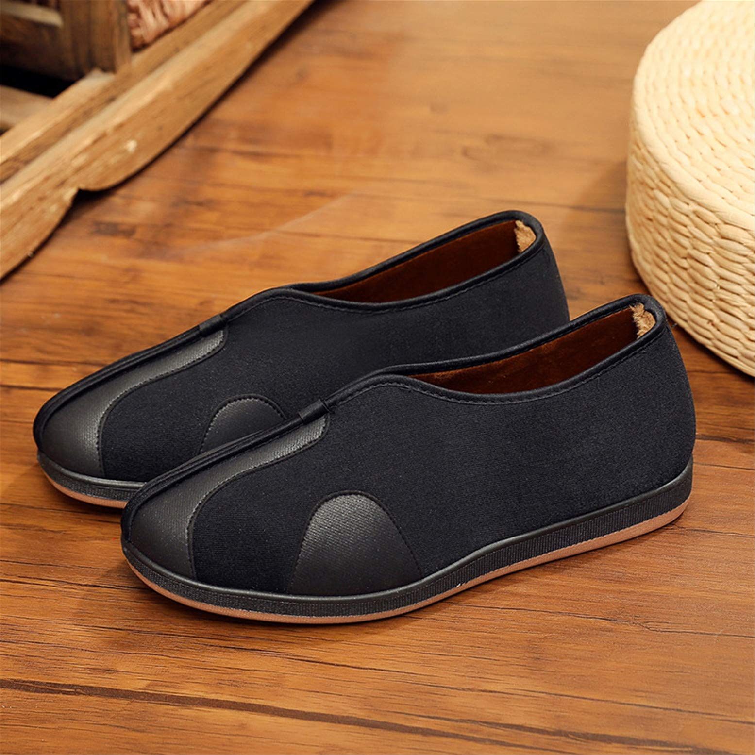 Chaussures Pékinoises Semelle Caoutchouc Chaussures Traditionnelles Chinoises En Toile - Tai Chi, Kung Fu - Unisexe, Semelle Caoutchouc Souple - Noir Chaussures Arts Martiaux Semelle Caoutchouc