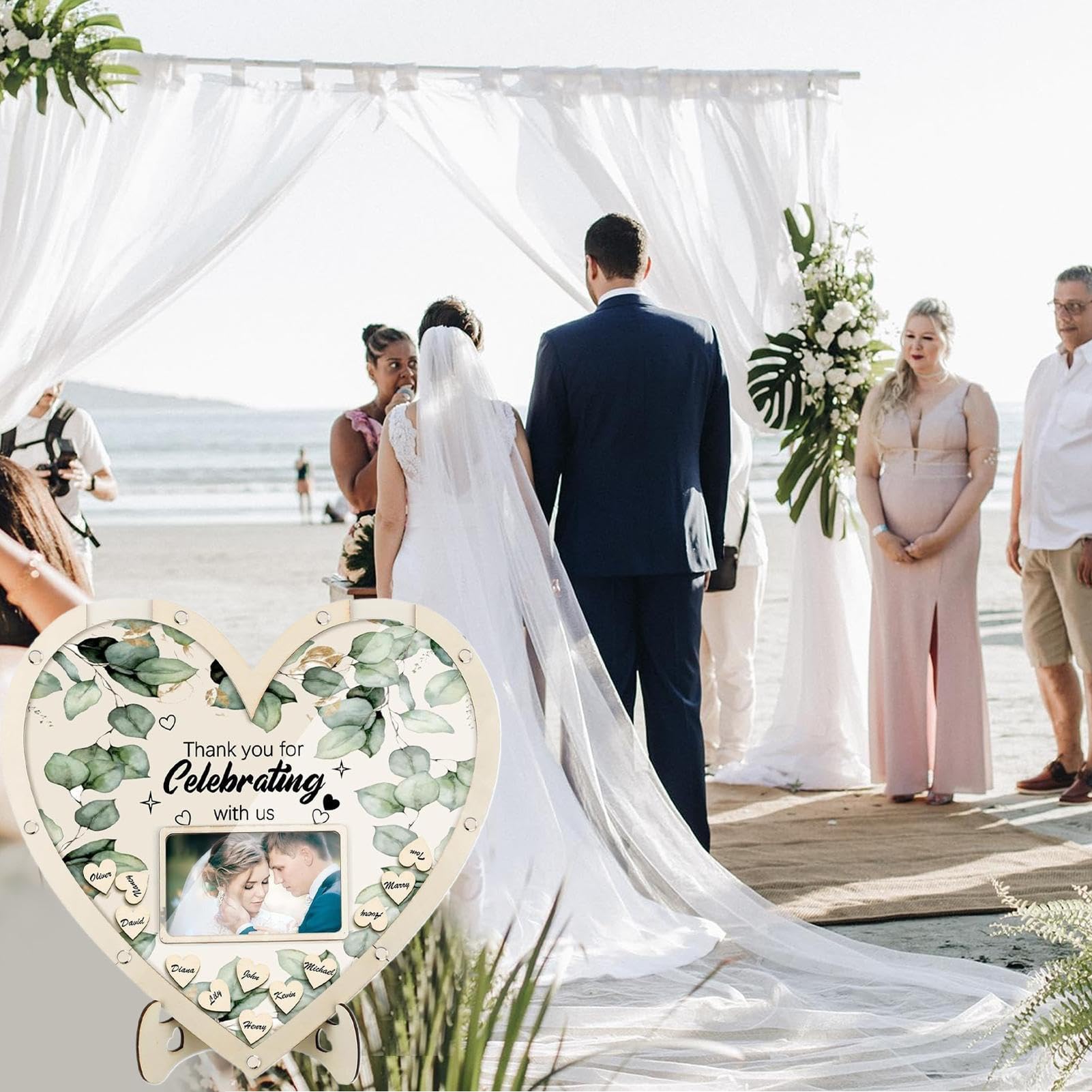 Hochzeitsschild aus Holz, romantische herzförmige Regaldekoration, Holzschreibtisch-Mittelstück, Hochzeitsfeiern, perfekt für Zeremonie im Freien, Heimdekoration und Liebessymbol
