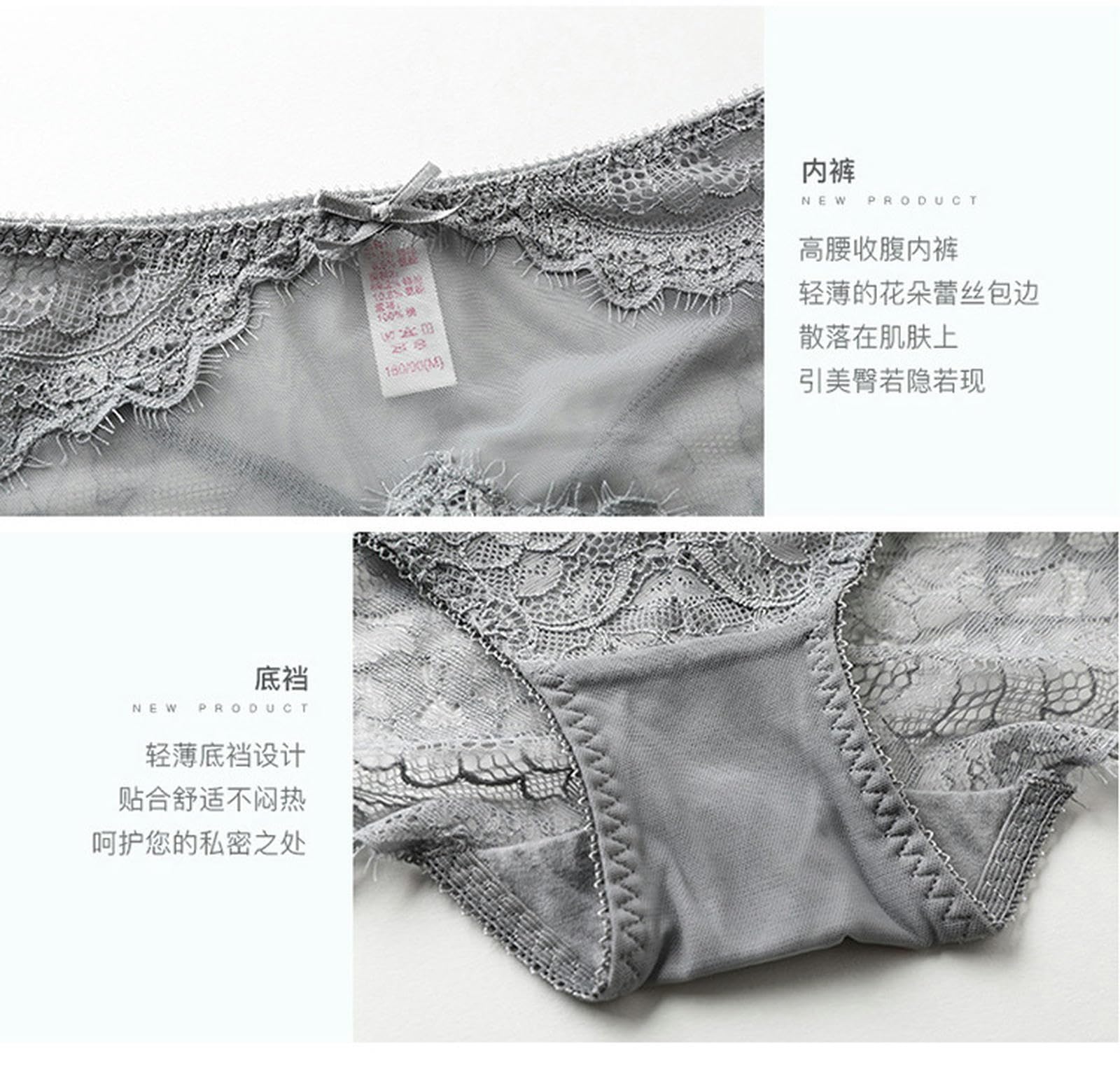 unterwäsche Frauen sexy Set Sexy Dessous Set Spitzen -BH Und Slipsets Für Frauen Spitze Unterdraht Bralette Set-grau-32 70b