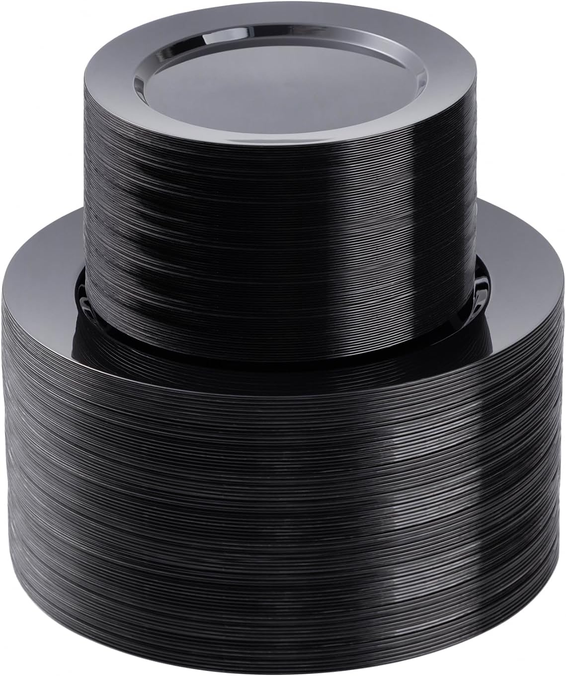 200PCS Black Plastic Plates Set, 100 10.25 inch Dinner Plates and 100 7.5 inch Dessert Plates, Premium Disposable Plates for Party, Wedding,Halloween 200 Black