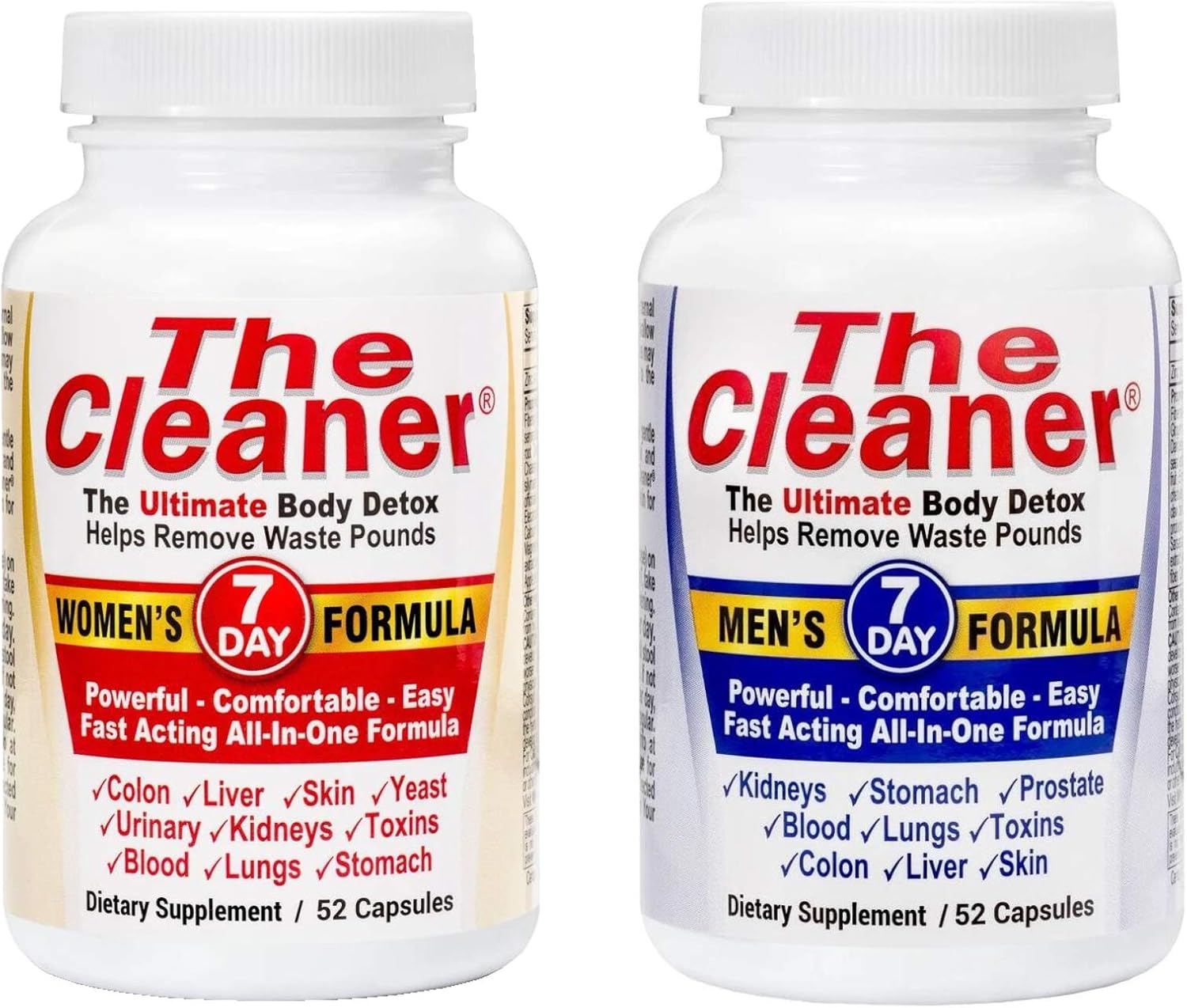 Century Systems The Cleaner 2 Pack Bundle 7 Day Women's and 7 Day Men's Ultimate Body Detox, 52 Capsules Each