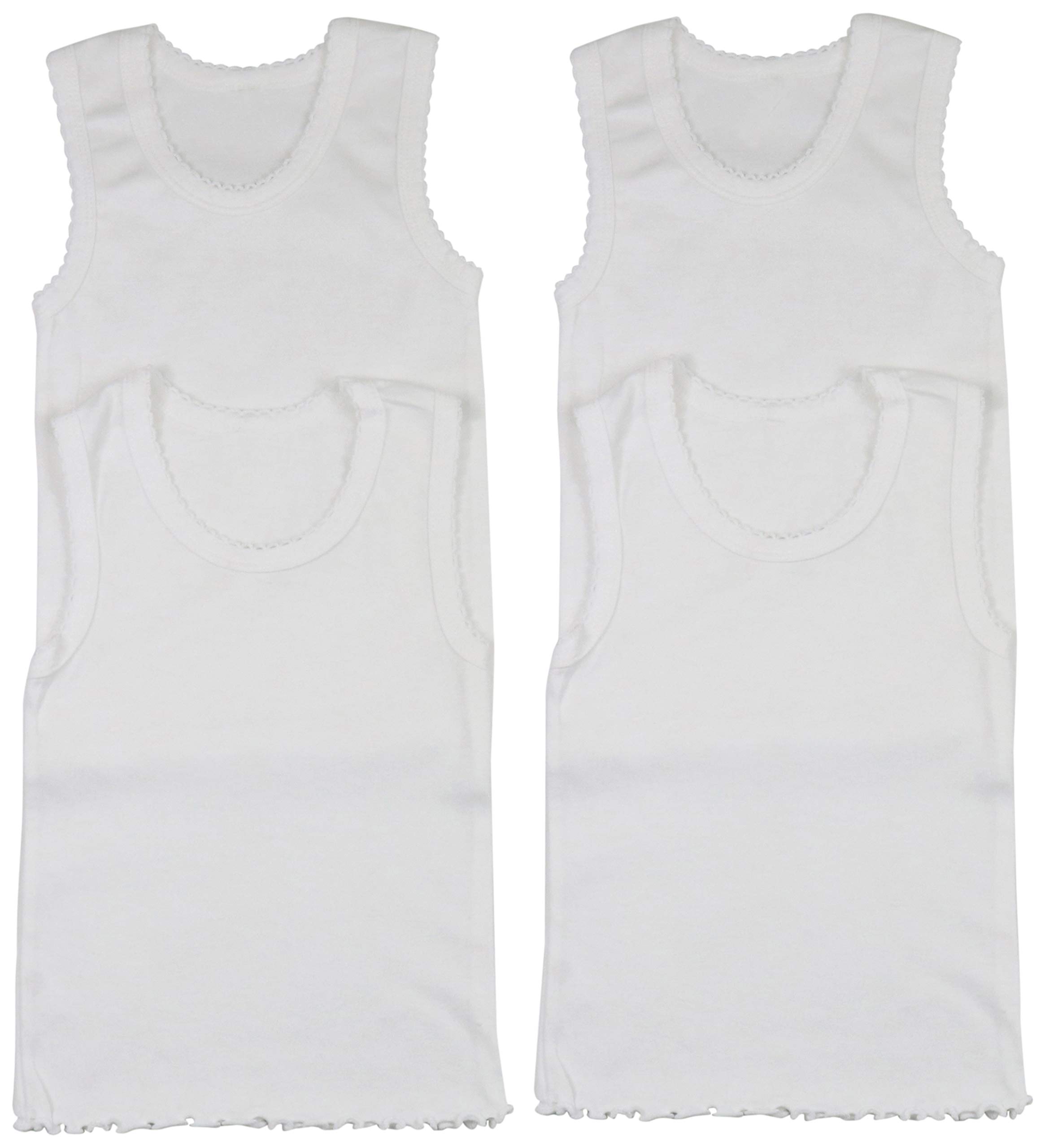 ToBeInStyle Girl's 4 Pack 100% Cotton Ruffle Hem Tank Tops Super Soft Undershirts