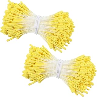 Dplolng 1200 Pcs Flower Stamens,2mm Double Head Flower Stamen Fake Stamen Artificial Stamens for Flowers Making Crafts Scrapbook Decoration(Yellow)