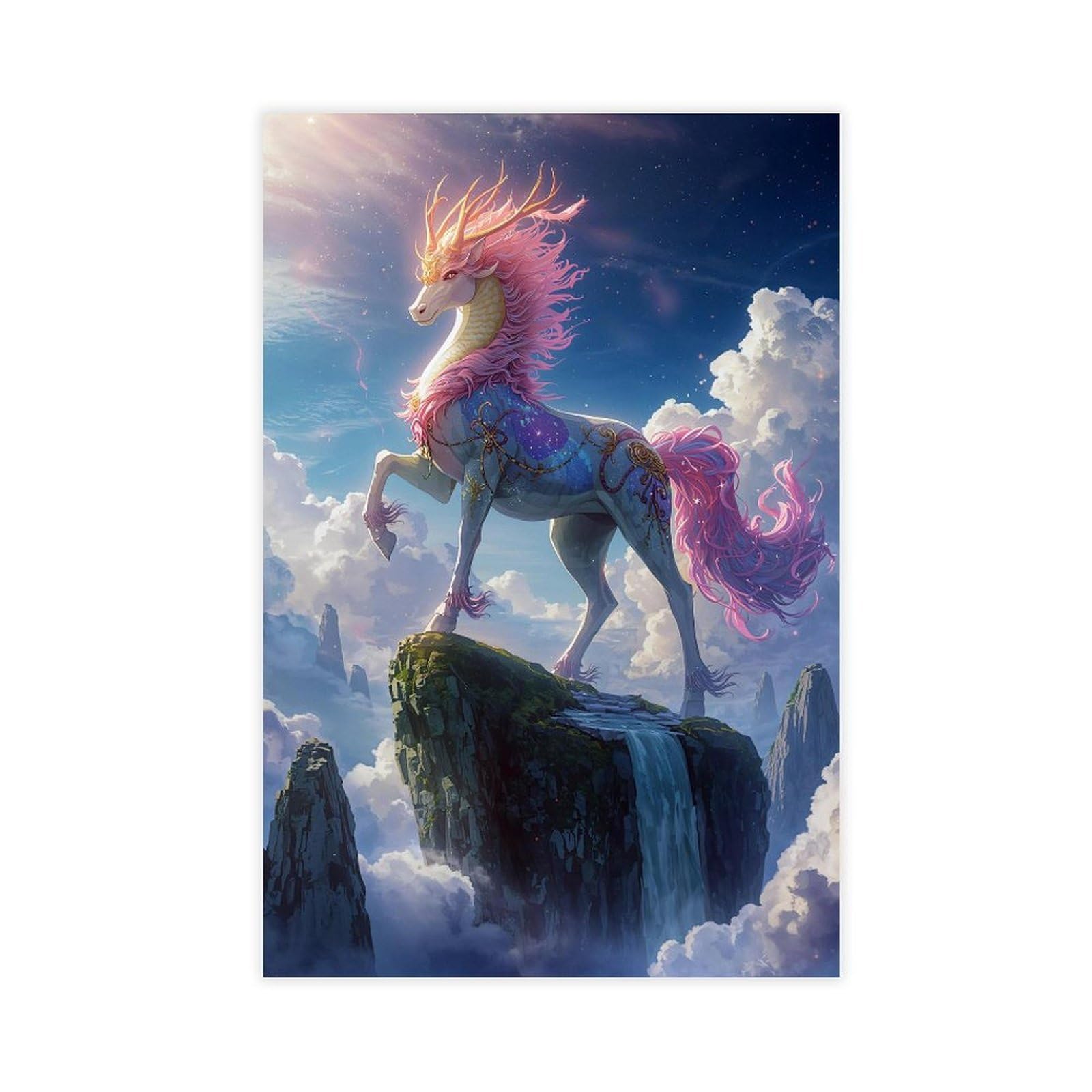 Bareronor Celestial Kirin Poster Canvas Poster Bedroom Decor Landscape Office Room Decor Gift 24" L X 36" W