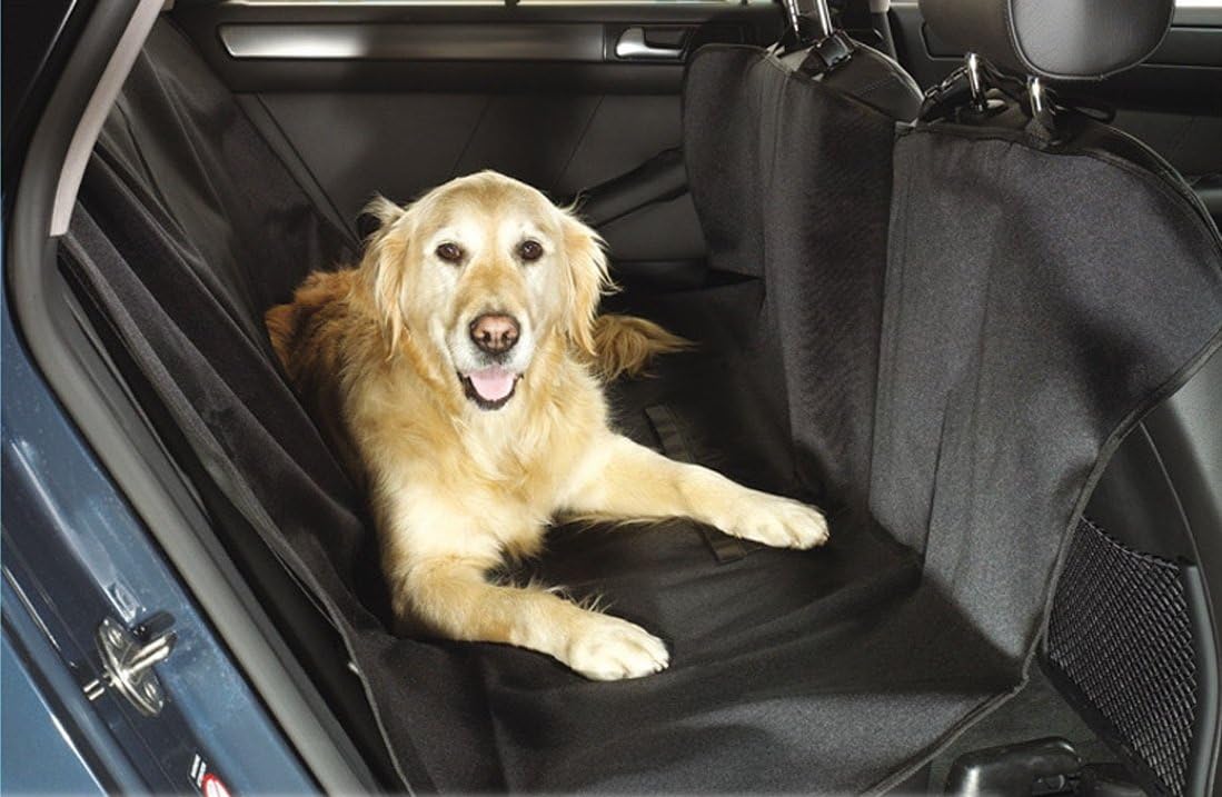 PetsCaptain 2-Sets Non-Slip Pet Car Seat Cover Waterproof & Hammock Convertible, with Bonus 2 Pieces of Pet Seat Belt, Black, PSC-A1700B2