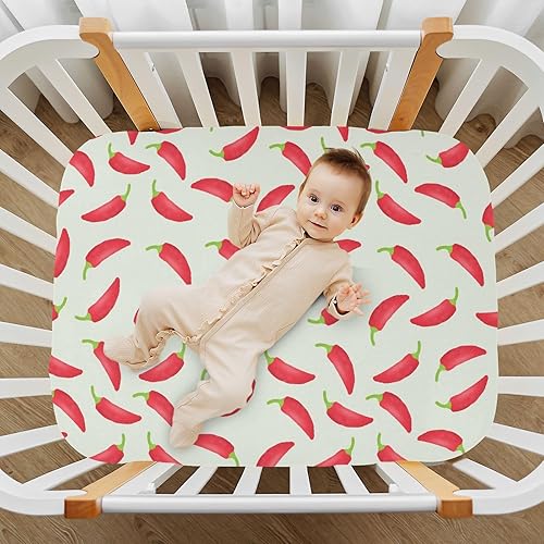 Miniatura 6 de Cartoon Chili Pepper Crib Sheets - Stretchy Fitted Crib Sheets for Boys Girls, Unisex Cozy Baby Crib Sheet 27 x 39 x 5 Inches