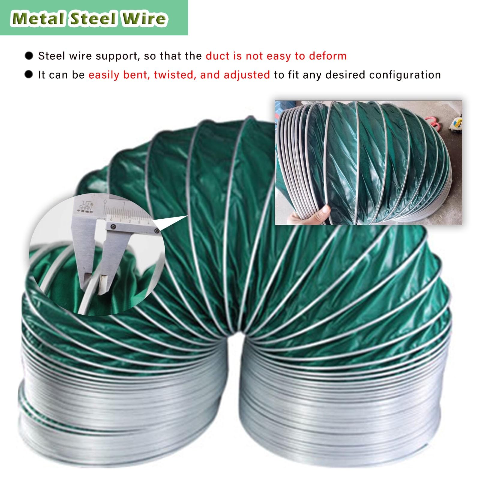 Manguera Flexible Aislante de Alta Temperatura, ventilación ignífuga para talleres mecánicos y secadoras, Kit de ventilación para baño de 8 m/25 pies, 300 mm (11 3/4")