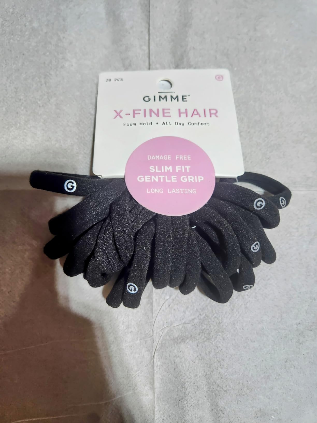 Gimme Beauty X-Fine Hair Bands - Slim-Fit Elastic Ties for Extra Fine Hair - No-Dent, Gentle-Grip Ponytail Holders for All-Day Comfort - 20 Pack, Light Brown
