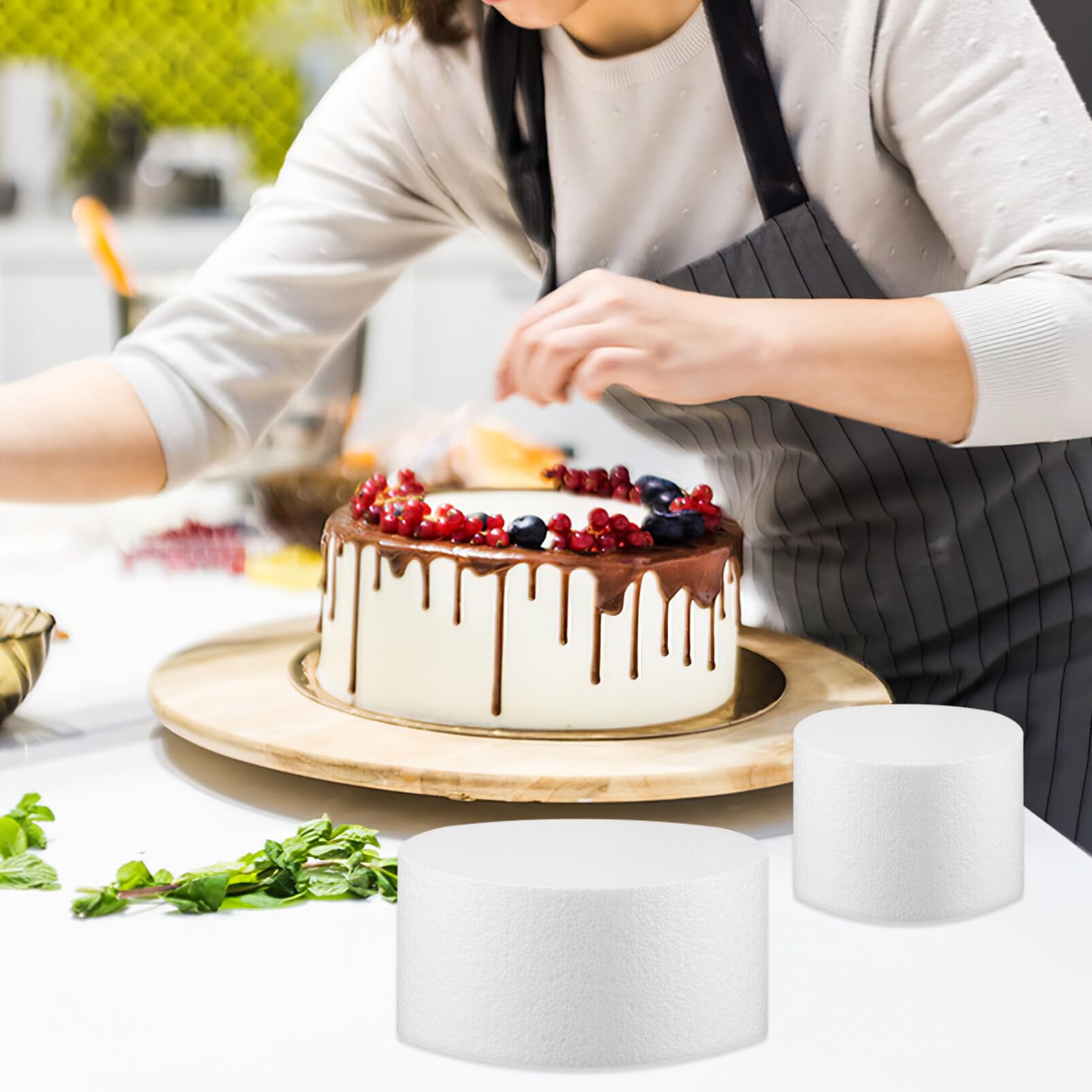 Alipis Manichini per Torta in Schiuma Set da 3 Pezzi Modelli Rotondi da 7.80 a 11.81 Pollici Base Polistirolo per Decorazione Torta Nuziale a più Livelli E Pratica per Panifici E Feste