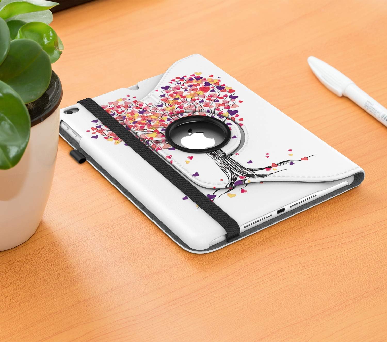 TiMOVO Case Compatible with iPad 9.7 2018/2017, iPad Air 2, iPad Air - 360 Degree Rotating Smart Leather Swivel Case with Pencil Holder, Auto Wake/Sleep Fit iPad 5/6th Gen/iPad Air 1/2, Love Tree