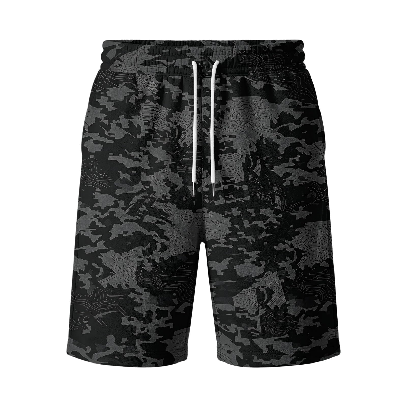 SOOUICKER Kurze Hosen Herren Sommer Stoff Sport Shorts Bermuda Shorts Gummibund Kurze Jogginghose Fitness Leichte Sommerhose Kurz Sweatshorts mit Taschen