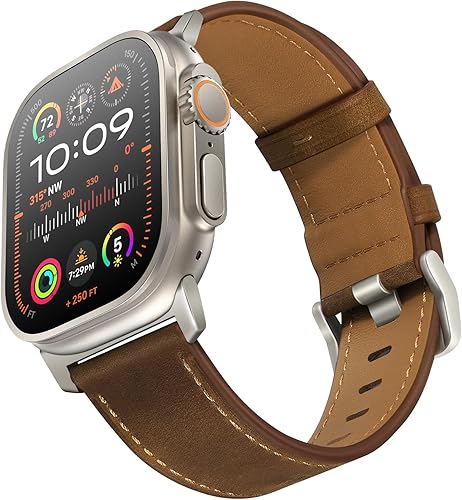 Vista 141 de UUPWPOKT Correa de cuero compatible con Apple Watch Ultra 3/2/1 Band de 1.929 in, 1.811 in, 1.772 in, 1.732 in, 1.654 in, correa de cuero genuino