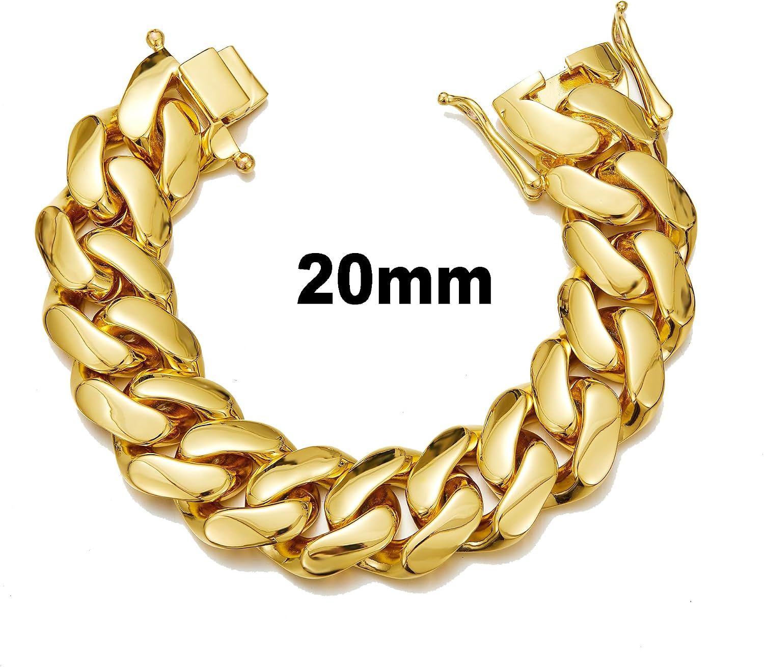 14k Gold Plated Stainless Steel Mens Miami Cuban Link Chain Bracleet bangle Hip Hop Fashion Jewelry