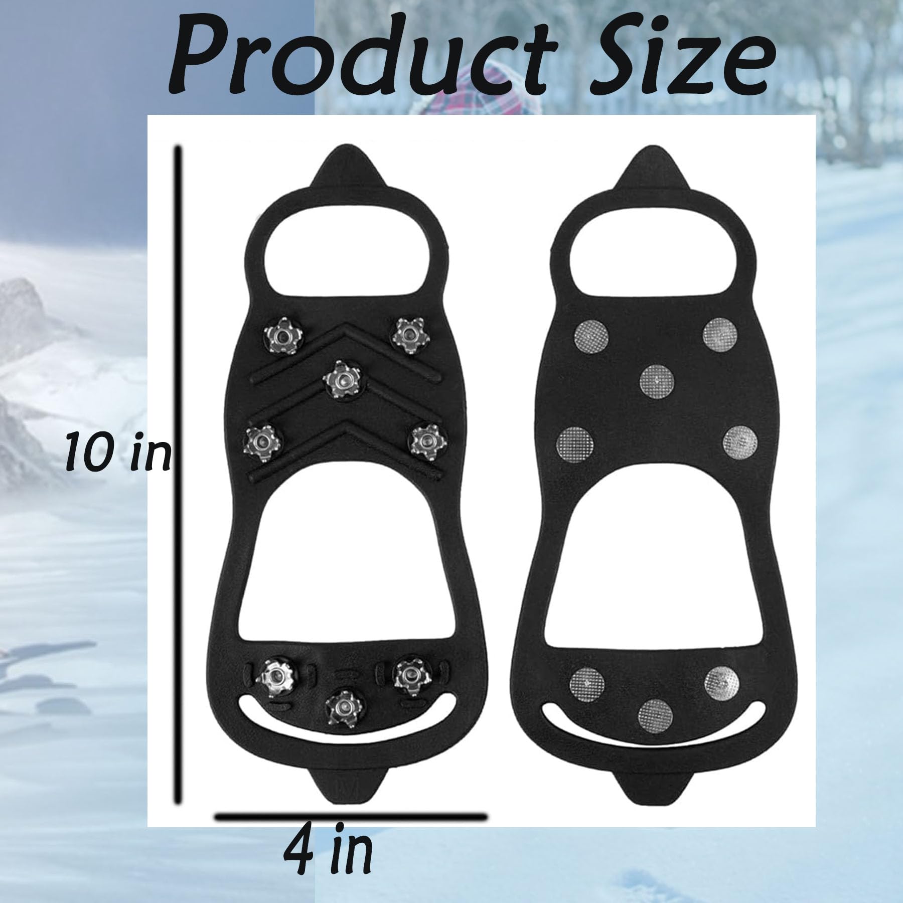 Non-Slip Ice Traction Spikes for Boots & Shoes,Shoe Spikes for Snow and Ice Snow Spikes for Shoes Ice Cleats for Shoes and Boots Ice Shoes Grippers, 8-Steel Studs Ice Cleats