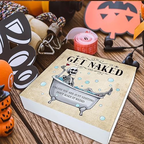 Miniatura 7 de Divertido letrero decorativo de esqueleto de calavera para Halloween, baño, letrero de madera, decoración de baño, decoración divertida de baño,