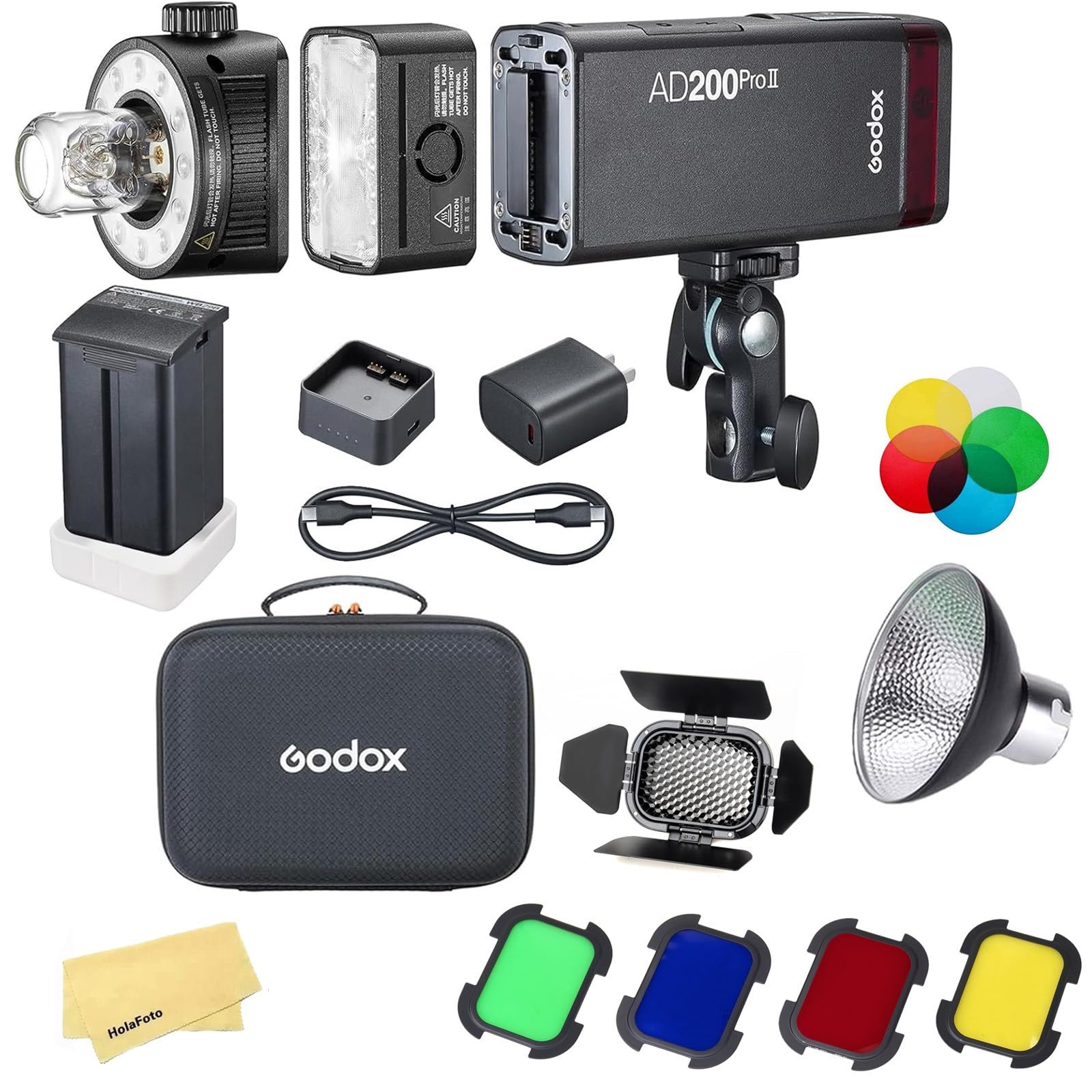 Godox AD200 Pro II Pocket Flash with AD-M Reflector and BD-07II,0.01-1.8s Recycle Time,500 Full Power Flashes for Canon Sony Nikon Fuji Fujifilm Olympus Panasonic Pentax Etc Cameras