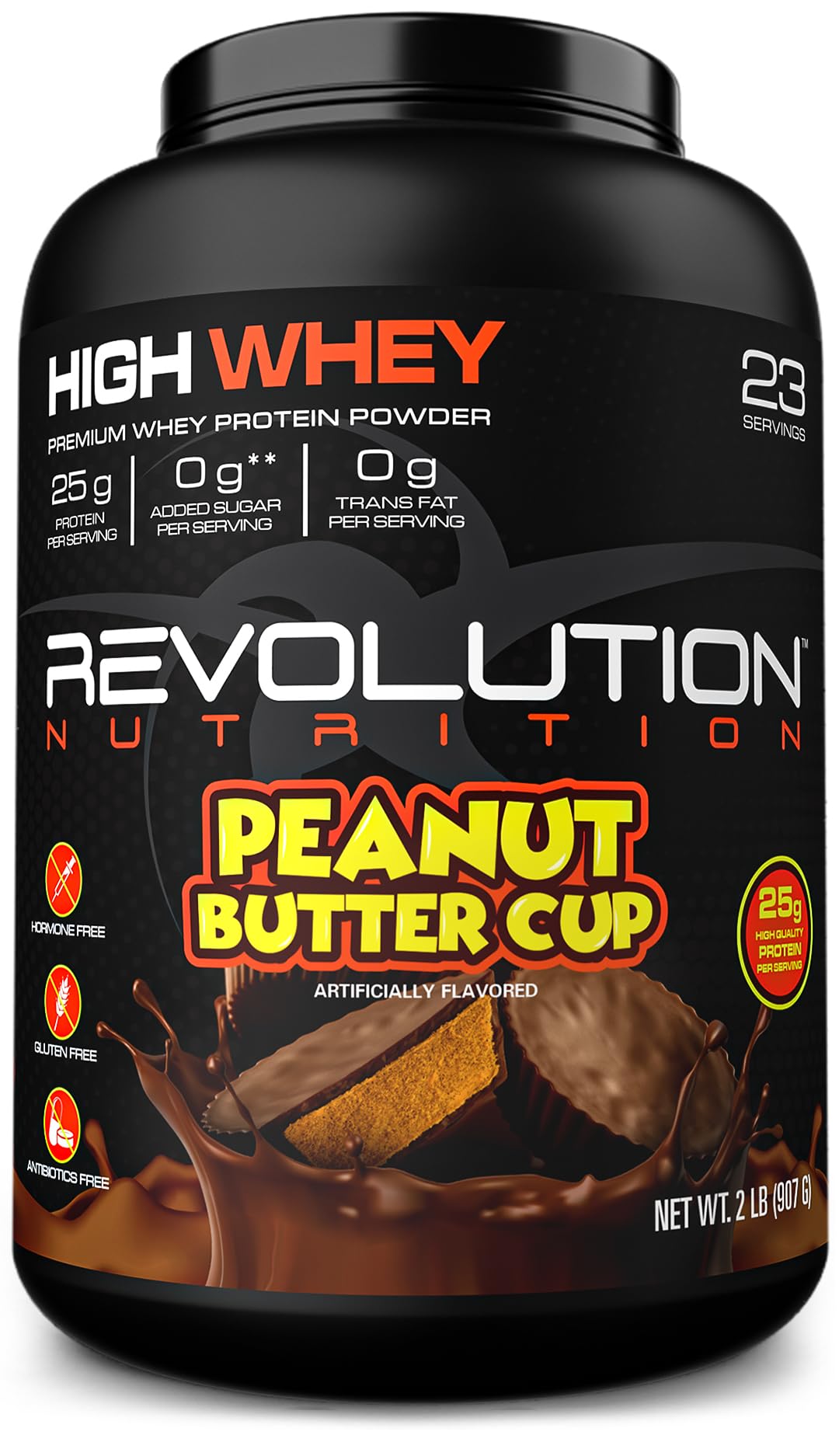 Revolution Nutrition, High Whey, Protein Powder 2LB, Whey Isolate, Gluten Free, Lean Muscle Mass for Men & Women, 25g of Protein Per Scoop, 908 g, 24 Servings (Chocolate Peanut Butter Cup, 2 Pound)