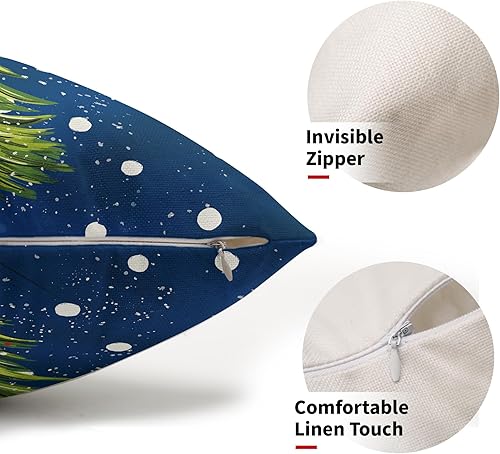 Miniatura 2 de Juego de 2 fundas de almohada lumbares azules de Navidad de 12 x 20 pulgadas / 12.0 x 20.0 in., color verde acuarela, color verde árbol de Navidad,